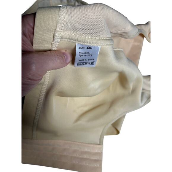 Beige Front Closure Bra 4XL | Wireless‎ Comfort Support | Nylon Spandex - Picture 5 of 11